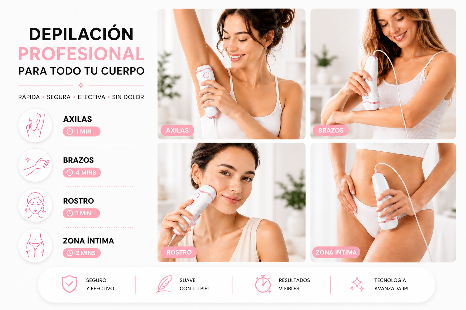 Depilación profesional IPL para todo el cuerpo
