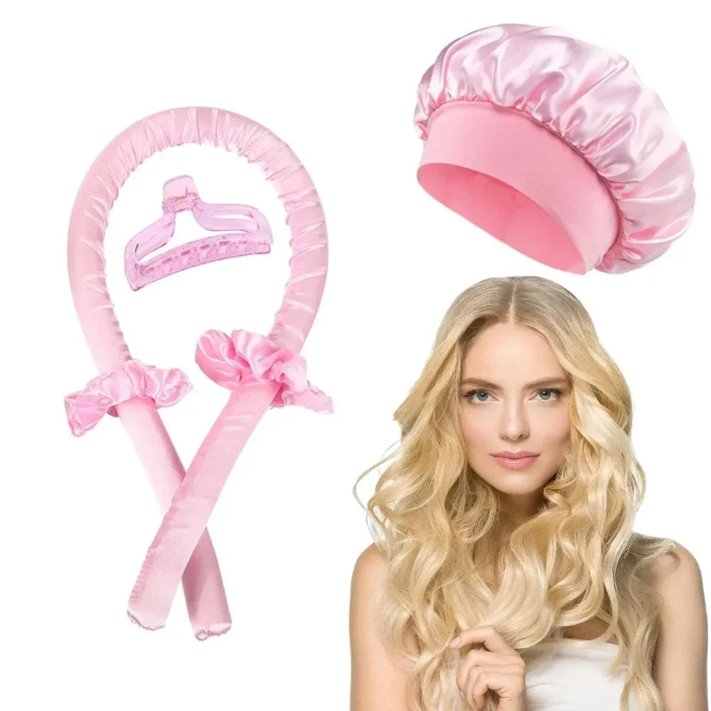 Heatless Curling Rod Headband Soft Hair Curler with Sleeping Bonnet No Heat Hair Rollers Satin Curls Lazy Curlers Styling Tools