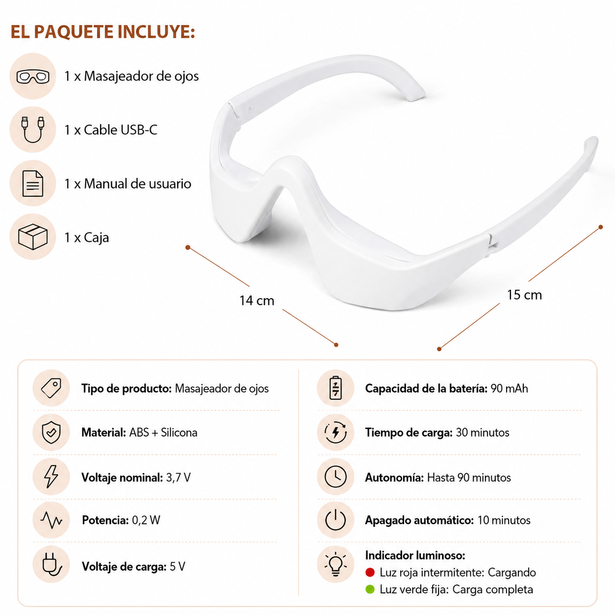 Masajeador de Ojos EMS para Bolsas y Ojeras
