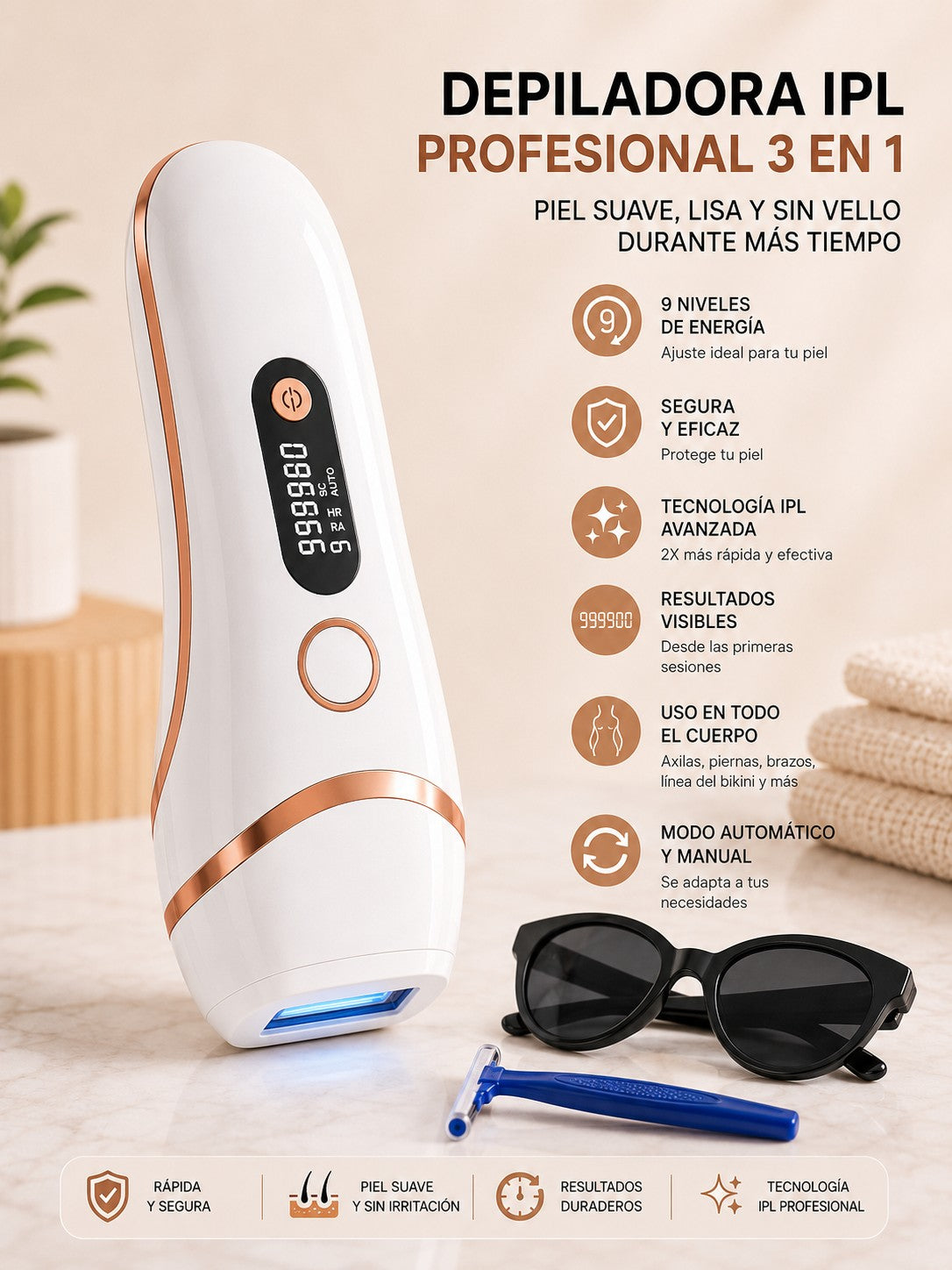 Depiladora IPL 3 en 1