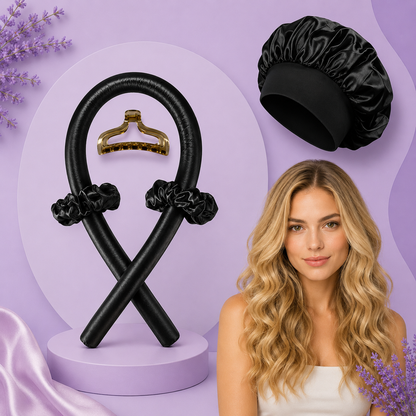 Heatless Hair Curler with Satin Cap