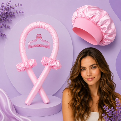 Heatless Hair Curler with Satin Cap
