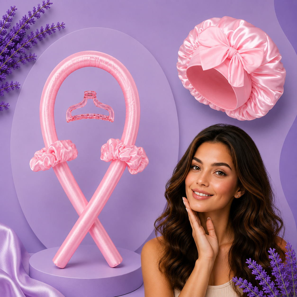 Heatless Hair Curler with Satin Cap