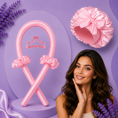 Heatless Hair Curler with Satin Cap